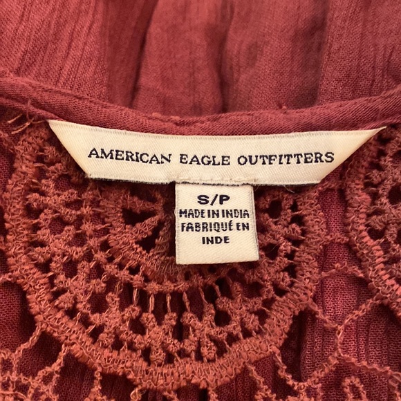 American Eagle Outfitters Lace Crochet Boho Peasant Smock Valentine Top Blouse - Picture 4 of 6